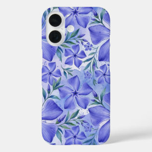 Periwinkle Flowers Blue Violet Vinca Blossoms iPhone 16 Case