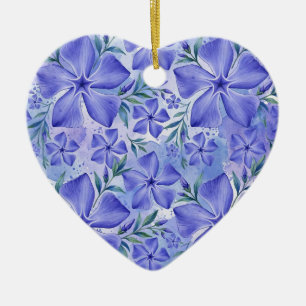 Periwinkle Flowers Blue Violet Vinca Blossoms Ceramic Tree Decoration