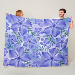 Periwinkle Flowers Blue Violet Vinca Blossoms Fleece Blanket