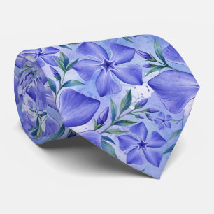 Periwinkle Flowers Blue Violet Vinca Blossoms Tie