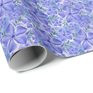 Periwinkle Flowers Blue Violet Vinca Blossoms Wrapping Paper
