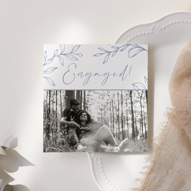 Periwinkle Flowers Boho Add Photo Engagement Party (Creator Uploaded)