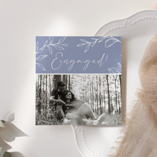 Periwinkle Flowers Boho Add Photo Engagement Party (Creator Uploaded)