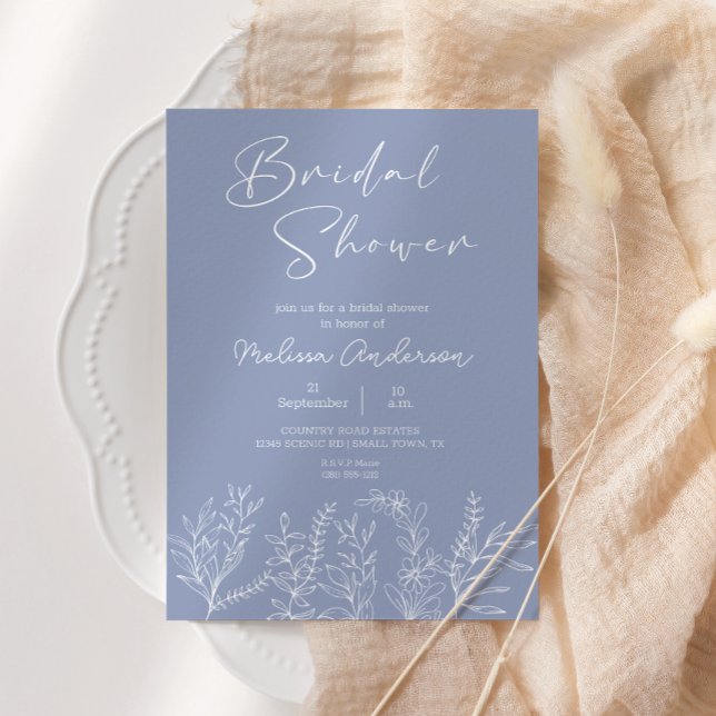 Periwinkle Flowers Boho Bridal Shower Invitation (Creator Uploaded)