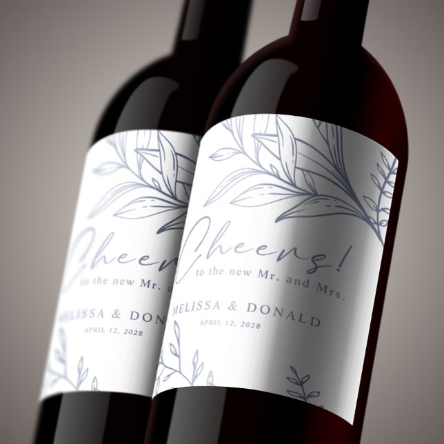 Periwinkle Flowers Boho Wedding Wine Label (Creator Uploaded)