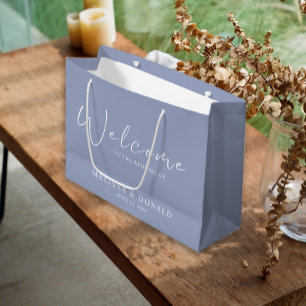 Periwinkle Flowers Boho Welcome Wedding Large Gift Bag