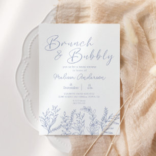 Periwinkle Flowers Brunch Bridal Shower Invitation