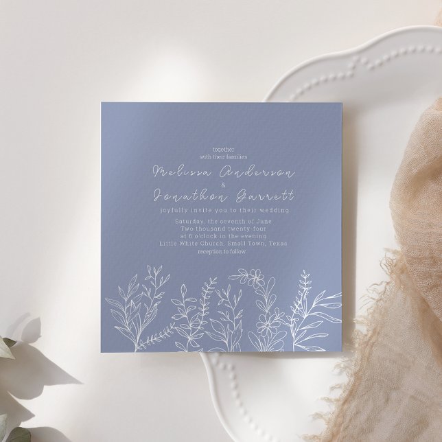 Periwinkle Flowers Roses Wedding Invitation (Creator Uploaded)