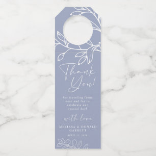 Periwinkle Flowers Script Wedding Thank You Bottle Tag