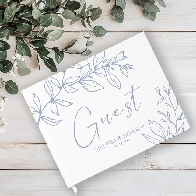 Periwinkle Flowers Simple Boho Wedding Guest Book (Creator Uploaded)