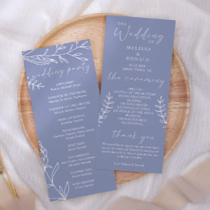 Periwinkle Flowers Simple Wedding Program Programme