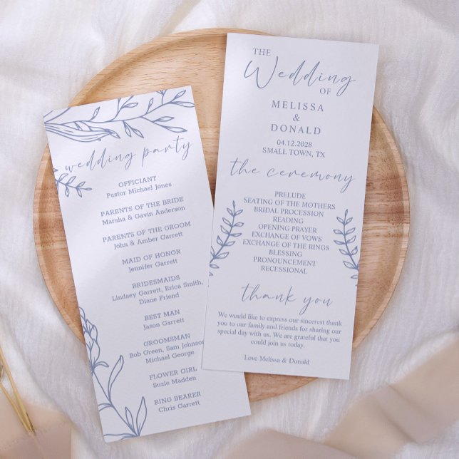 Periwinkle Flowers Simple Wedding Program Programme (Creator Uploaded)