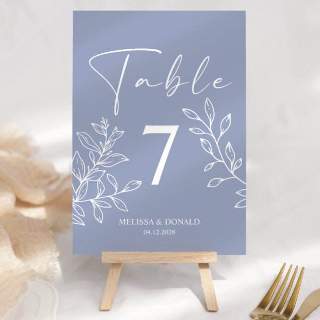 Periwinkle Flowers Simple Wedding Table Number (Creator Uploaded)