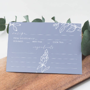 Periwinkle Flowers Wedding Recipe Card