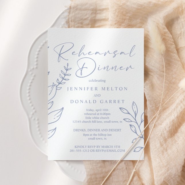 Periwinkle Flowers Wedding Rehearsal Dinner Invitation (Creator Uploaded)