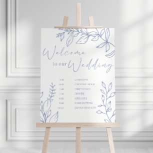 Periwinkle Flowers Wedding Schedule Poster