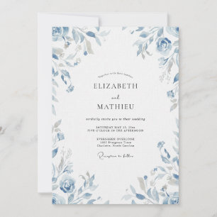 Periwinkle Foliage Eucalyptus Wedding Invitation