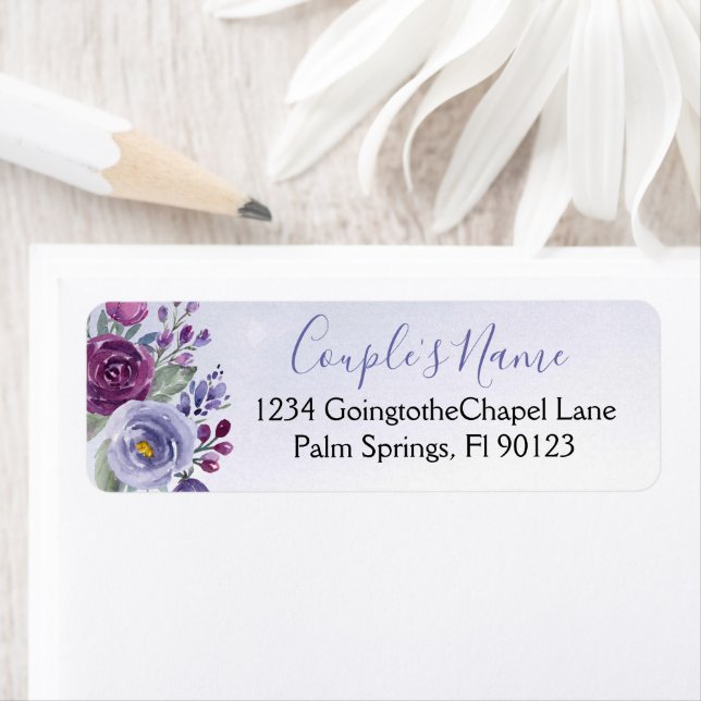 Periwinkle Fuchsia Blush Watercolor Floral Wedding (Insitu)