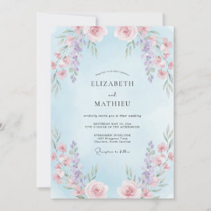 Periwinkle Gentle Floral Wedding Invitation