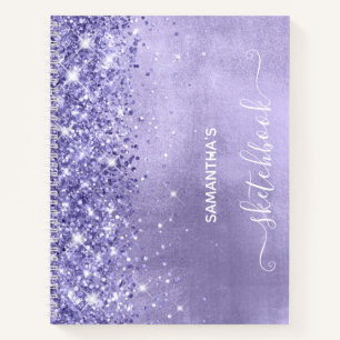 Periwinkle Glitter Lavender Blue Girly Sketchbook Notebook