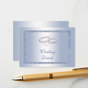 Periwinkle Glitter & Silver Wedding Rings Enclosure Card