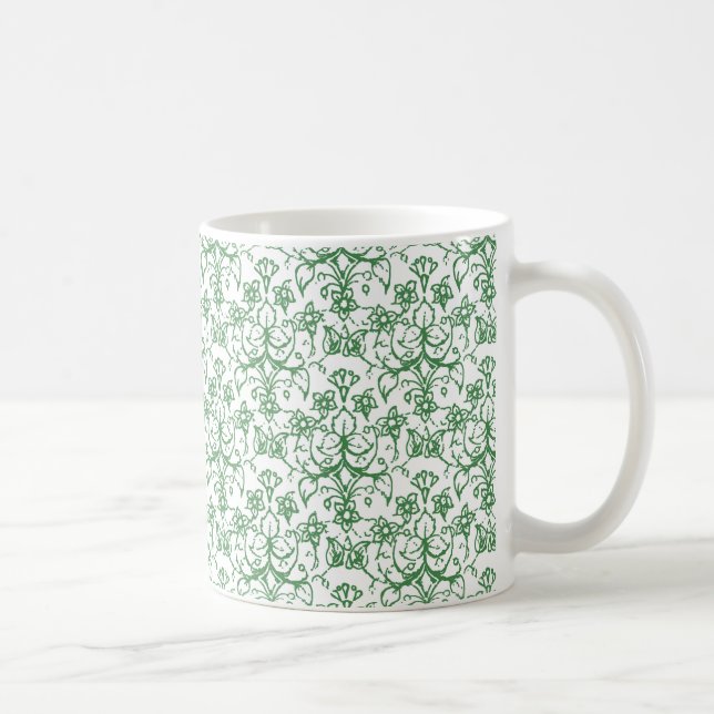 Periwinkle Green White Decorative Chic Floral Coffee Mug (Right)