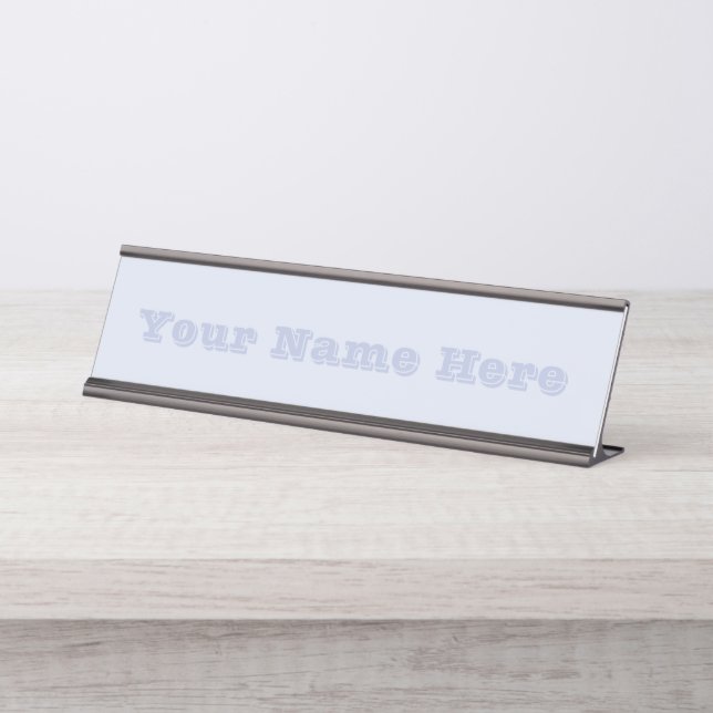 Periwinkle Grey Soft Pale White Pastel Solid Colou Desk Name Plate (Front)
