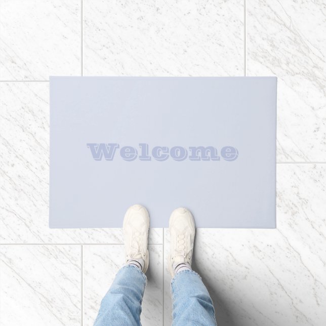 Periwinkle Grey Soft Pale White Pastel Solid Colou Doormat (Indoor)