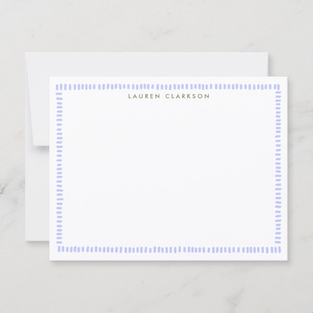 Periwinkle Hand-Painted Border Note Card (Front)
