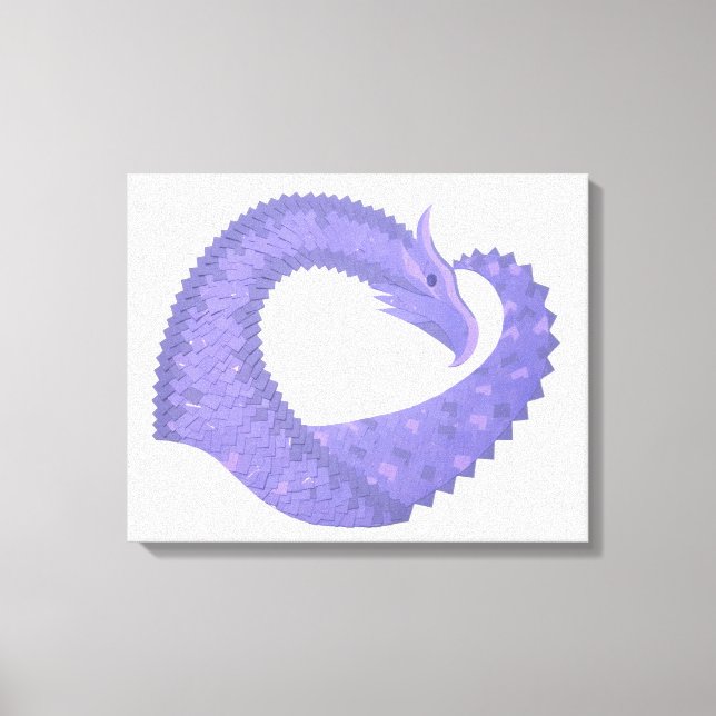 Periwinkle heart dragon on white canvas print (Front)