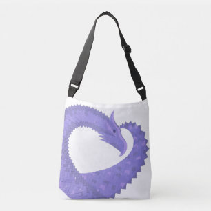 Periwinkle heart dragon on white crossbody bag