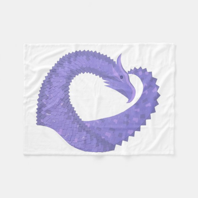 Periwinkle heart dragon on white fleece blanket (Front (Horizontal))