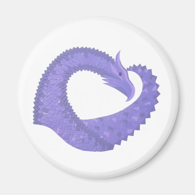 Periwinkle heart dragon on white magnet (Front)