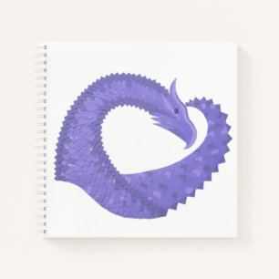 Periwinkle heart dragon on white notebook