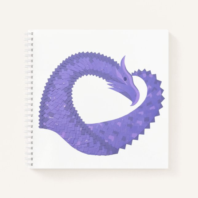 Periwinkle heart dragon on white notebook (Front)