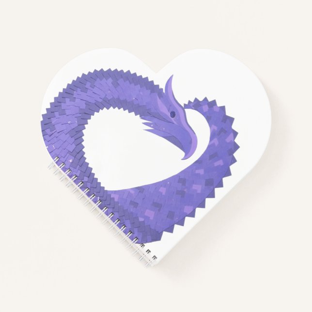 Periwinkle heart dragon on white notebook (Front)