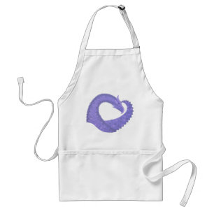 Periwinkle heart dragon on white standard apron