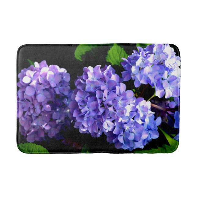 Periwinkle hydrangeas purple blue flower floral bath mat (Front)