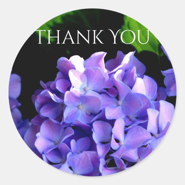 Periwinkle hydrangeas purple blue flower floral classic round sticker (Front)
