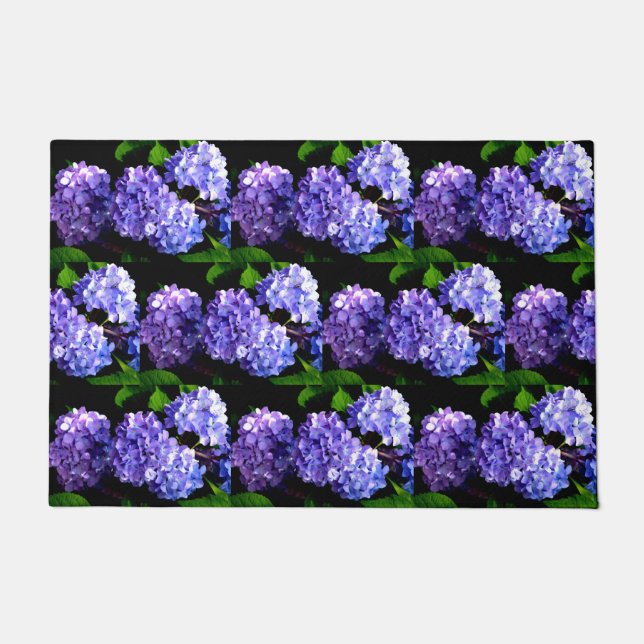 Periwinkle hydrangeas purple blue flower floral doormat (Front)