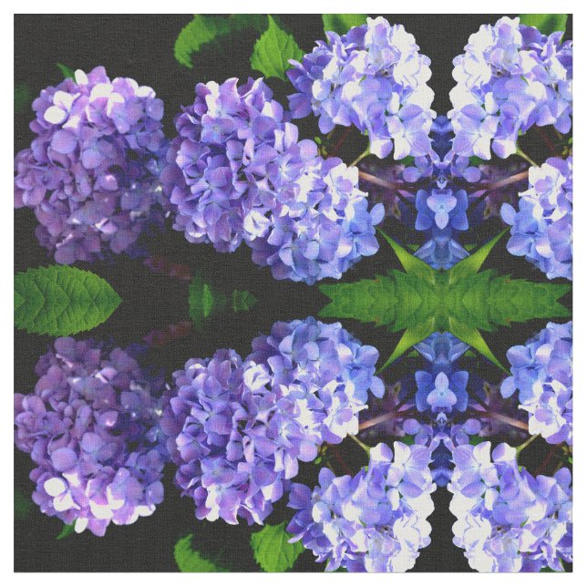 Periwinkle hydrangeas purple blue flower floral fabric (Close Up)