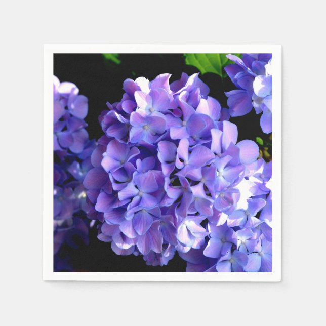 Periwinkle hydrangeas purple blue flower floral napkin (Front)