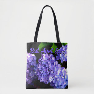 Periwinkle hydrangeas purple blue flowers for Aunt Tote Bag