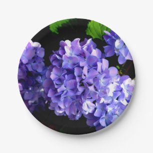Periwinkle hydrangeas purple flowers blue flowers paper plate
