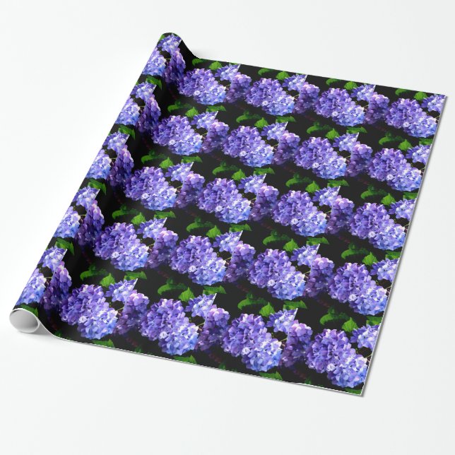 Periwinkle hydrangeas purple flowers blue flowers wrapping paper (Unrolled)