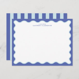Periwinkle & Icy Blue Wavy Border Note Card