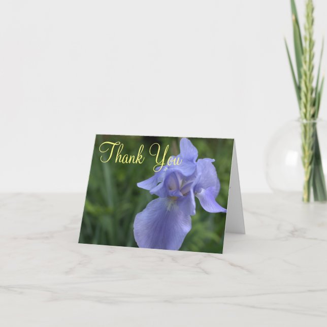 Periwinkle Iris Flower Wedding Thank You Card (Front)