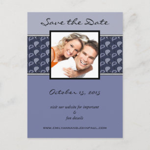 Periwinkle Ivory Paisley Save The Date Your Photo Announcement Postcard