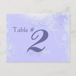 Periwinkle Kanji Love Swirl Wedding Table Number Postcard