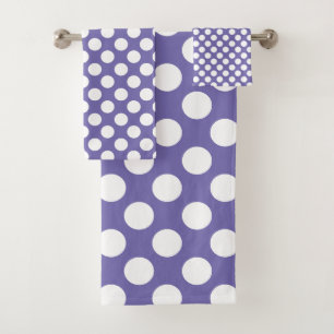 Periwinkle: Large white Polka Dot Pattern Bath Towel Set